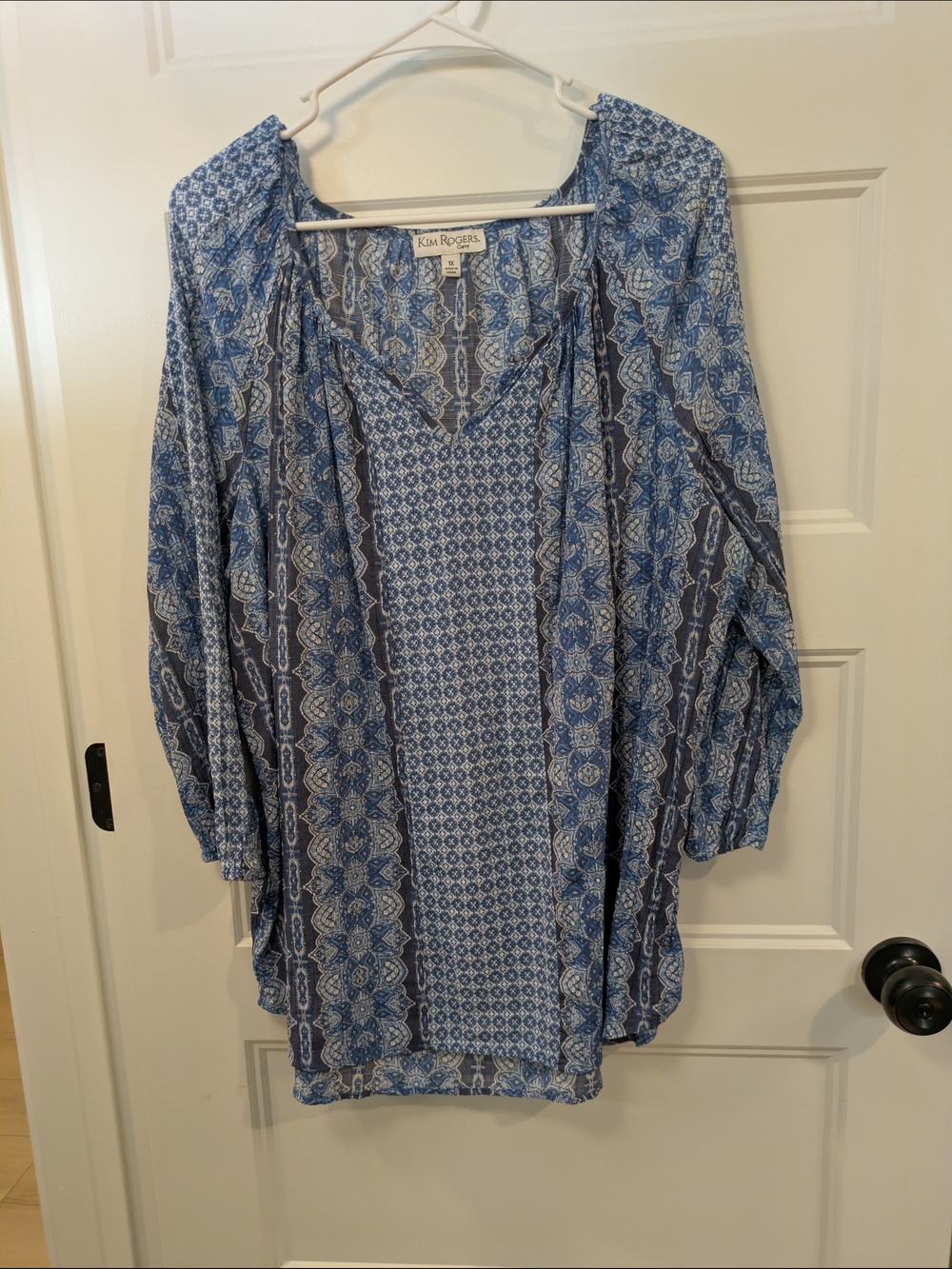 Kim Rogers Blue and White Printed Boho Tunic